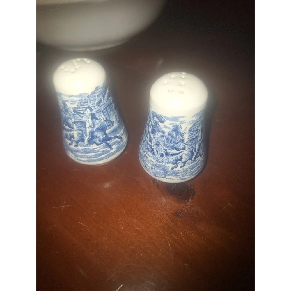 Vintage ironstone Staffordshire Liberty salt and pepper shakers